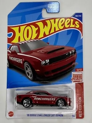 2022 Hot Wheels Red Edition #12/12 '18 Dodge Challenger SRT Demon 1:64 Diecast • $11.99