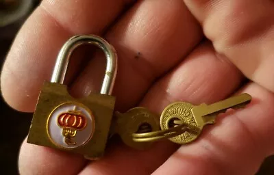$25.99 • Buy Vintage Brass Mini Lock And Keys With Turban Pic