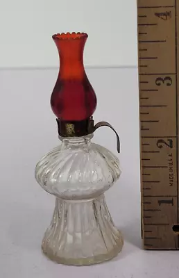 Red Clear Miniature Oil Lamp Mini Micro Rare Vintage • $4.99