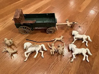 VTG IDEAL ROY ROGERS RR RANCH CHUCK WAGON Figures Parts Wagon Pieces Lot • $120