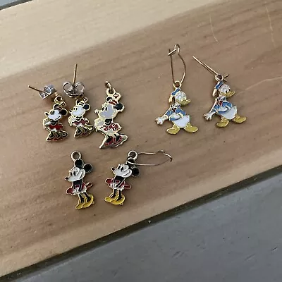 Vintage Disney Donald Duck And Minnie Mouse Earrings And Charm • $9.99