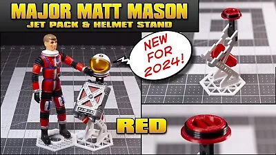 Major Matt Mason Jet Pack And Helmet Display Stand  White/Red  New!! • $16