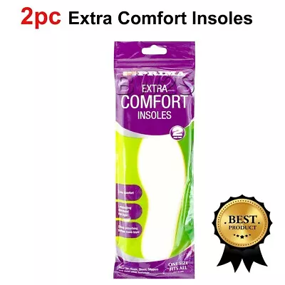 £2.79 • Buy 2PC Pair Shoe Insoles Insert Extra Comfort Sports Anti Odours Mens Women UK