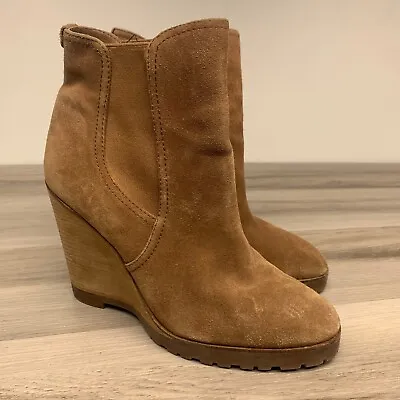 Michael Michael Kors Suede Wedge Ankle Boots Bootie Womens Size 9 M Tan • $32.99