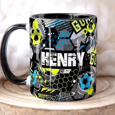 FOOTBALL Personalised Name Mug BOY Personalised Mug Children's Football Gift • £8.50
