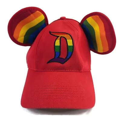 Mickey Mouse Rainbow Ear Adult Baseball Cap Hat Disney Park LGBTQ Rainbow Pride • $17.99