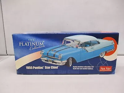 Sun Star Platinum Collection 1955 Pontiac Star Chief Convertible 1/18 Blue • $74.99