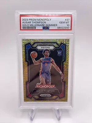 2023 Prizm Monopoly #27 Ausar Thompson Gold Millionaire Shimmer Rookie PSA 10 • $99.99