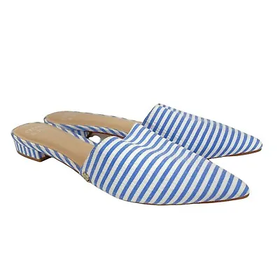 Crown & Ivy Mayla Blue White Striped Slip On Closed Toe Shoes 8.5M • $24.99