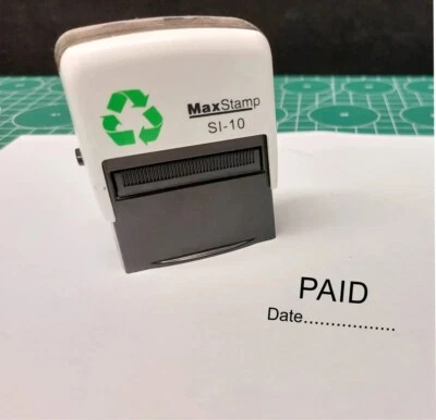 PAID Date Self Inking Rubber Stamp - 36x13mm - Five Ink Colours - FAST DISPATCH • £13.70