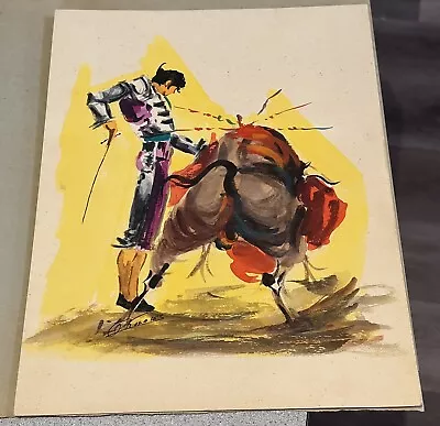 Vintage 1950’s Bullfighter Matador Painting Mexico City Street Artist G Rosales • $40