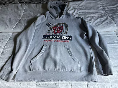 Washington Nationals Mens Hoodie Adult Large Gray MLB World Series Champs 2019 • $13.70