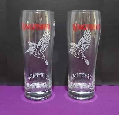 Kingfisher Glasses Pair 2 India's No. 1 Lager Beer Half Pint 10oz New CE M12 • £9.95