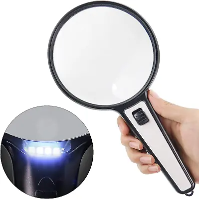 Magnifying Glass With Light 10X 20X High Magnification Large Handheld Magnifie • $16.61