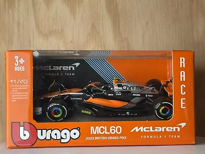 Burago 1/43  18-38087 - F1 McLaren MCL60 2023 British GP #4 L.Norris NO RESERVE • $12.99