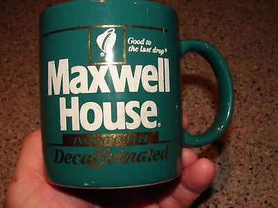 Vintage Retro Maxwell House Coffee Advertising Mug Cup Green Decaffeinated Nice! • $12.99