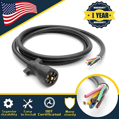 7 Pin Trailer Wiring Harness Plug Inline Cord 8ft W/o Junction Box Weatherproof • $28.19