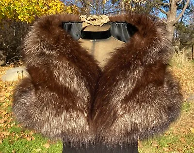 EUC Vtg 1940s Silver Fox Fur Stole Shoulder Bolero Wrap Cape Shrug Beckman Furs • $190