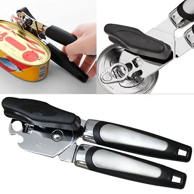 Heavy Duty Stainless Steel Tin Can Opener Cutter Easy Comfy Handle Grip Kitchen • £6.99