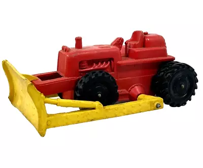 Vtg Auburn Red Rubber Tractor Yellow Blade • $24.95