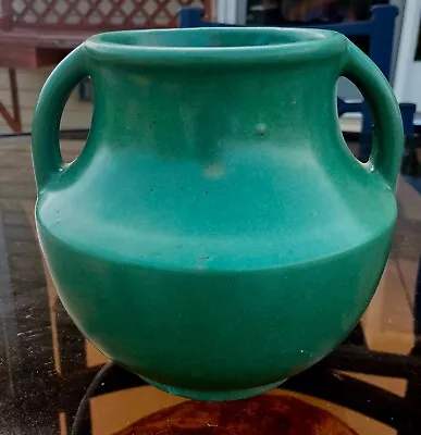 $85 • Buy Vintage Zanesville Stoneware Pottery Ceramic Vase Green #827