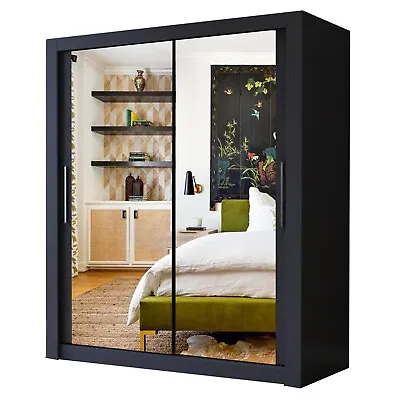 Milan Full Mirror 2 Sliding Door WARDROBE (or 3 In 250CM) AVAILABLE IN 4 COLOURS • £289