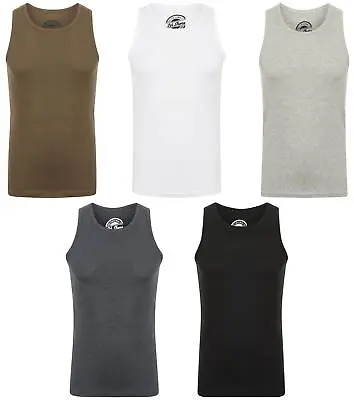 Mens South Shore Plain Sleeveless Ribbed Vest Top T-Shirt • £6.99