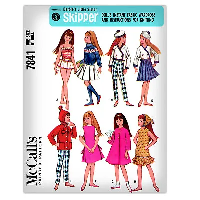 Barbie Doll Skipper Sewing Pattern Vintage McCall's 7841 Knitting Coat Dress Hat • $6.48