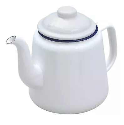 Falcon WHITE Enamel Tea Pot With Handle & Lid Teapot Genuine Falcon Enamel Ware • £21.95