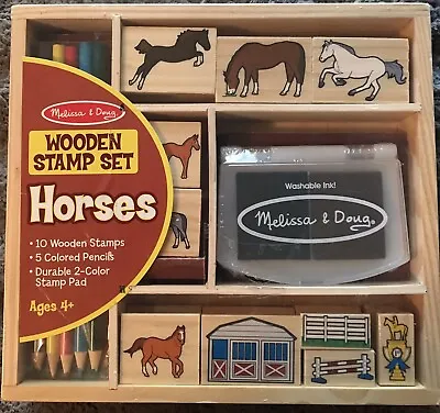 Melissa & Doug Horse Stable Activity Set 10 Wooden Stamps Ink Pad Pencils NIB • $12