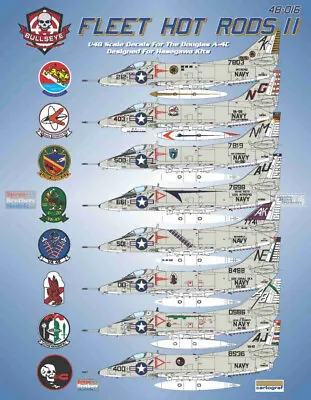 BMA48016 1:48 Bullseye Model Aviation Decals - A-4C Skyhawk 'Fleet Hot Rods II' • $32.49