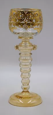 Moser Raised Gold & Enamel Art Nouveau Wine Glass Circa 1920 • $245