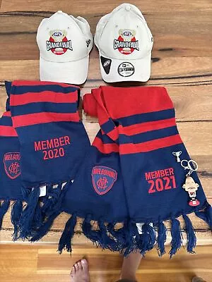 AFL Melbourne Demons 2021 Grand Final Cap Badge Scarf Lot • $100