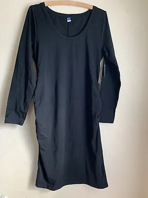 Old Navy Long Sleeve Black Maternity Dress Size Large Cotton Spandex NWT • $11.62