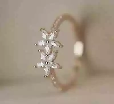 2 Ct Marquise Simulated Diamond Flower Engagement Ring 14k Yellow Gold Plated • $76.18