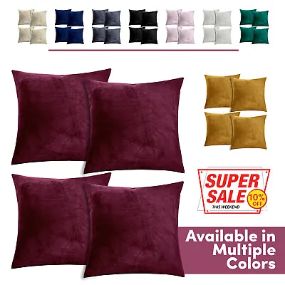 £4.99 • Buy Cushion Covers 18 X 18 Set Of 4 Crushed Velvet Decorative Sofa Throw Pillow Case