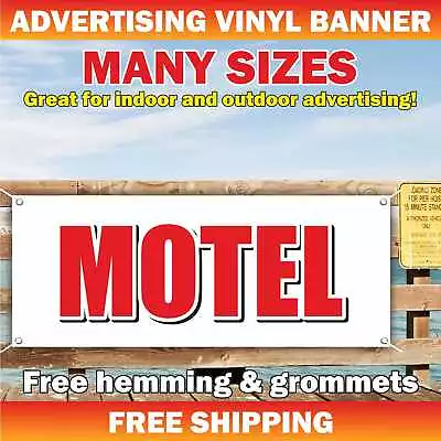 MOTEL Advertising Banner Vinyl Mesh Sign Poster Hotel Camping Overnight Stay • $189.95