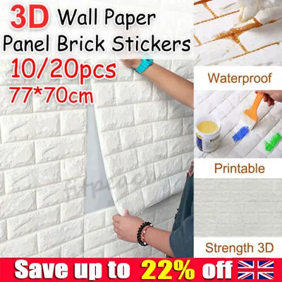 £26.89 • Buy LARGE Self-adhesive 3D  Tile Brick Wall Sticker Waterproof Foam Panel Wallpaper