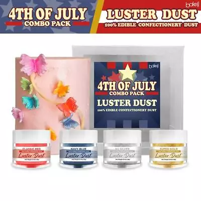 4th Of July Luster Dust Collection B (4 PC SET) | Edible Paint & Baking Kit • £20.05