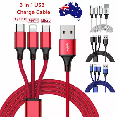 3 In 1 Multi USB Charger Charging Cable Cord For IPhone Micro USB TYPE Android • $7.99