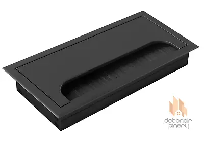 Computer Metal Grommet 80 X 160 Mm Black For Desk Table Cable Tidy Wire Cover • £12.98