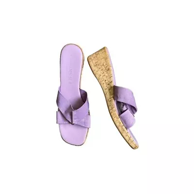 Damiani's Platform Wedge Sandals Slides Lavender Size 10 Made In Italy • $40