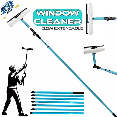 £14.99 • Buy Extendable Telescopic Window Cleaner Glass Cleaning Kit Pole Long With Squeegee
