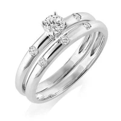 IGI Certified 1.00ct Round CVD Lab Grown Diamond Engagement 14K Gold Ring Set • $1038.26