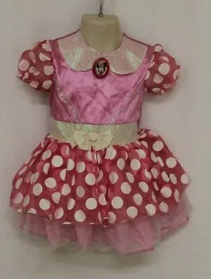 Minnie Mouse Costume Dress 2t  Toddler Pink & White Layered Skirt Glitter • $9.95