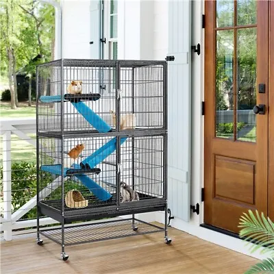 Rat Cage Chinchillas Cage Ferrets Cage W/Stand For Guinea Pigs 137cm Black • £94.99