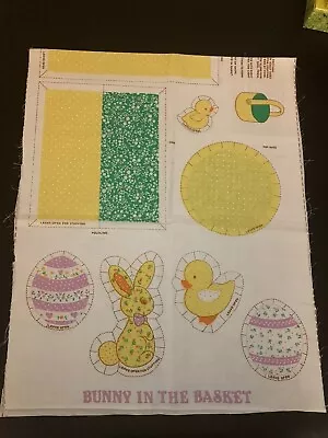Vintage Uncut Cut And Sew Fabric Panel “BUNNY IN THE BASKET” Easter Crafts • $7