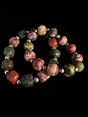 Viva Beads Bracelets Stretchy Square & Round  Clay Beads  • $12