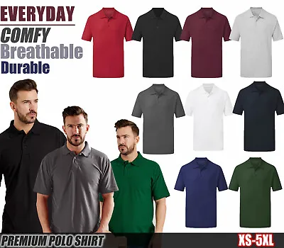 £8.78 • Buy Mens Polo Shirt Short Sleeve T Shirts Polo Top Casual Cotton Plain Tee Golf Top