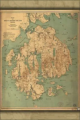 Poster Many Sizes; Map Of Mount Desert Island Maine 1893 • $160.11